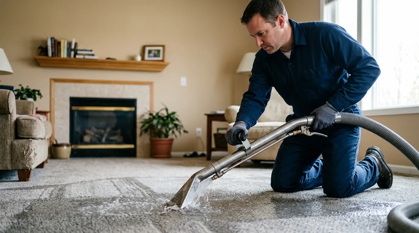 Water damage restoration technician working near Hallock, MN